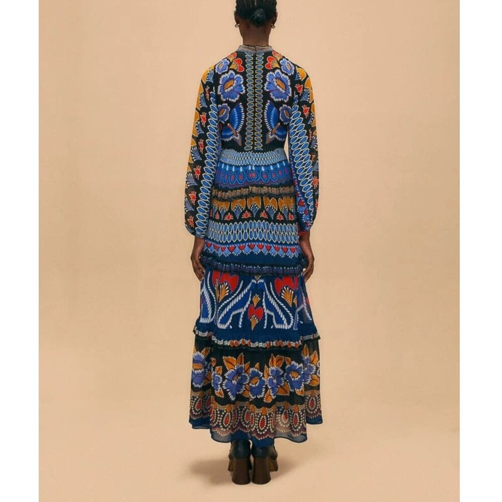 FARM Rio Blue Multi-Color Printed Maxi Dress - Picture 12 of 16